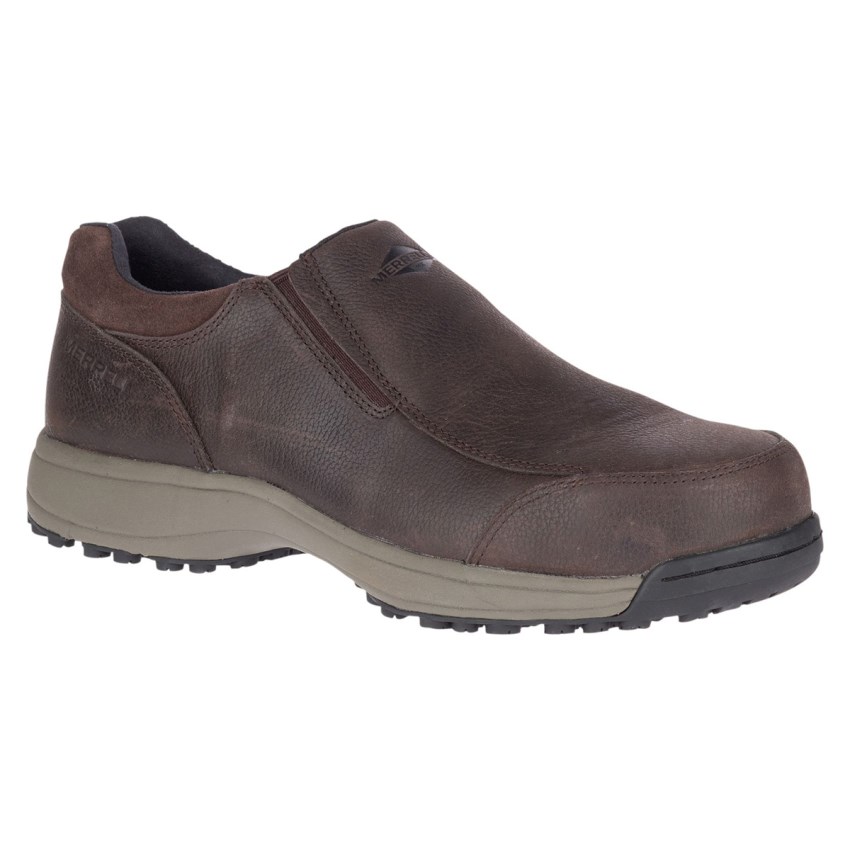 Chaussure de Securite Merrell Sutton Moc Steel Toe Chocolat Homme | Y.Q.WFUN